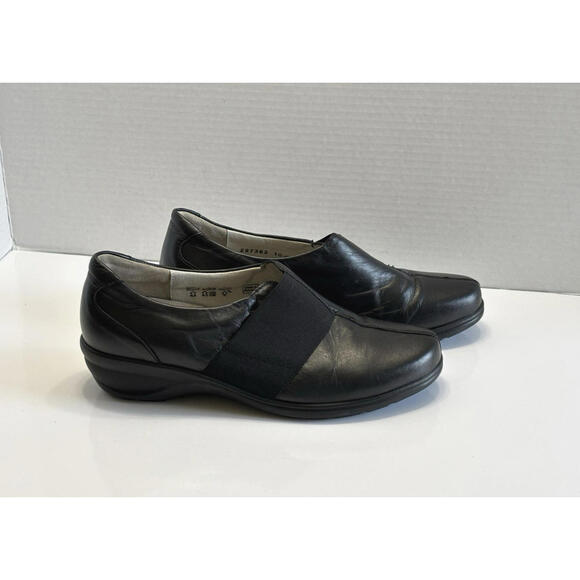 Waldlaufer Women's Size 8 Black Leather Loafers Slip On Comfort Wedge Shoes - Picture 2 of 15
